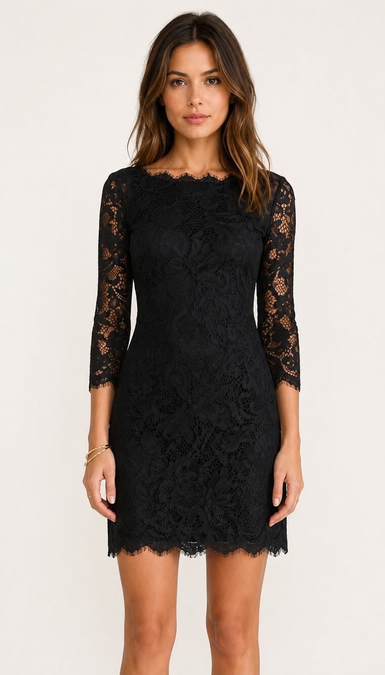 Diane Von Furstenberg Lace Zarita Scoop Mini Dress Womens Size 0 Black New